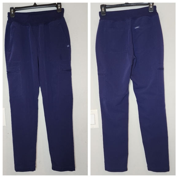 Jaanuu Navy Blue Scrub Set Short Sleeve Zip Top 7-Pocket Cargo Pants Size XS - Picture 3 of 16